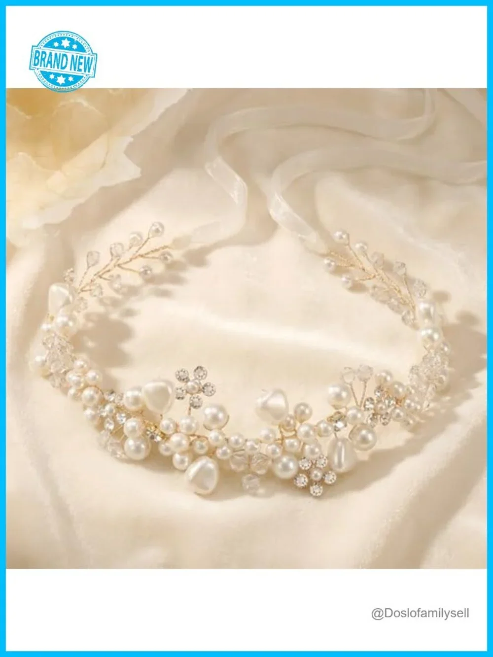 Irregular Pearl Flower Girl Headpiece Wedding Hair Accessory Handmade Rhinestone